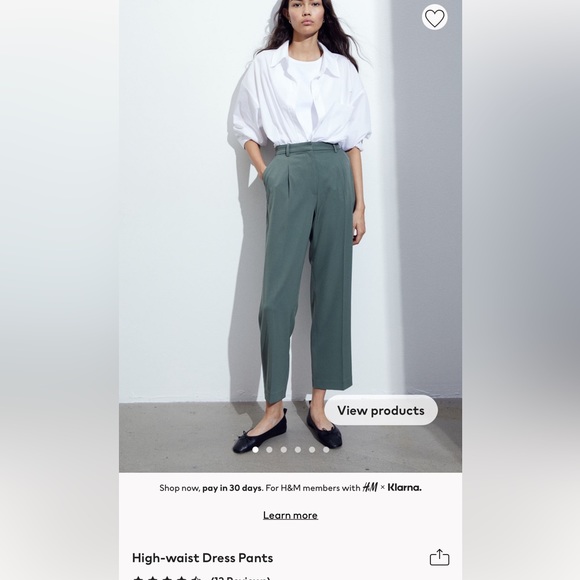 NWT H&M high waist dress pants in dark green - Picture 3 of 3